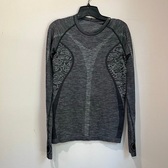 Lululemon Rest Less Pullover Gray Heathered Black Seamless Long Sleeve M/L - Picture 2 of 15